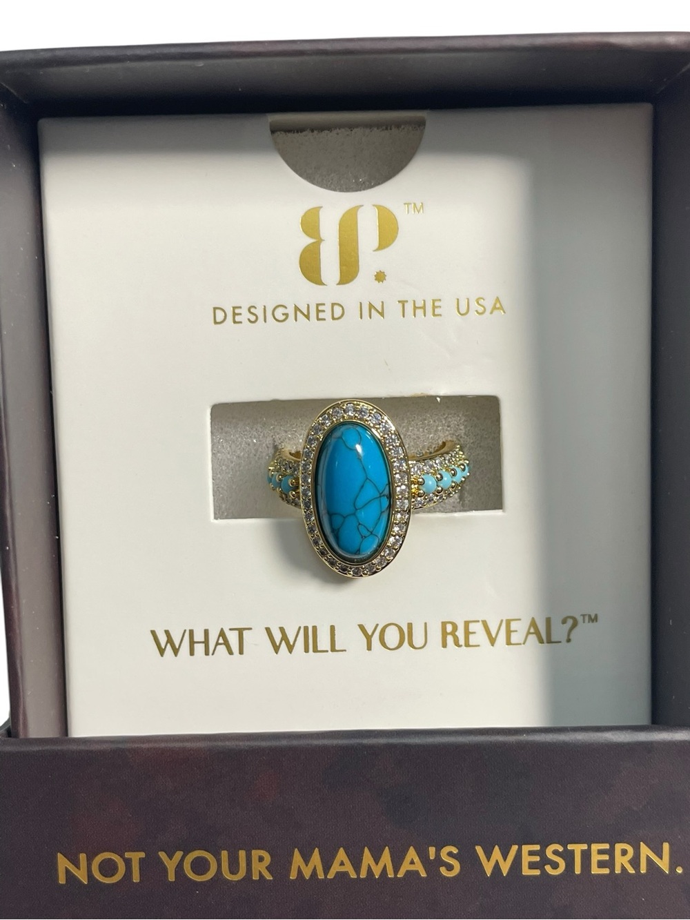 Bomb Party Outlaw Ring RG17646 "Land & Legacy" Size 6 Gold/Turquoise